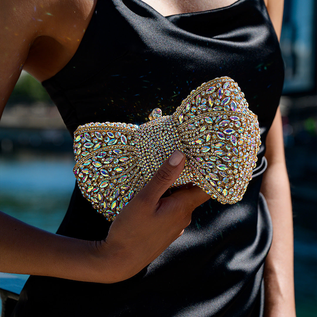 Bianca Bow Rhinestone Clutch Bag